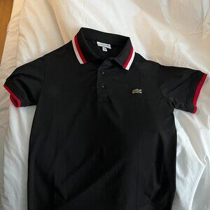 Lacoste Slim Fit Polo Shirt Black/Red, Moisture Wicking, Medium M, Slim Fit